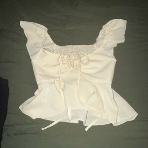 SHEIN Cream Ruffle Blouse